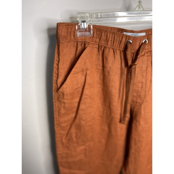 NWT Nicole Miller Rust 100% Linen Lyocell Cargo High Waist Pants Women's Sz L - Picture 4 of 7